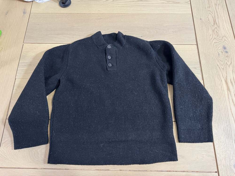 Filson 100% Wool Button Henley Sweater Black XL